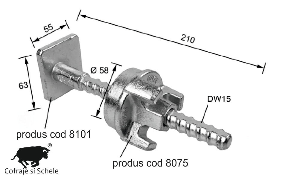 Surub prindere DW15 x 210 mm Paschal Logo (Cod: 8101)