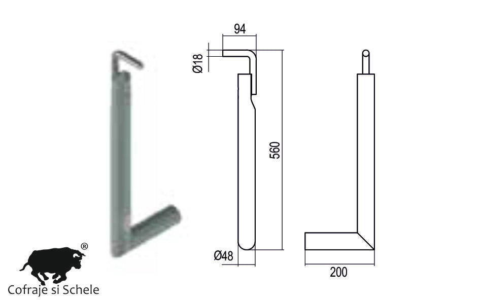 Bara Ancorare Combinata L+cioc 560mm