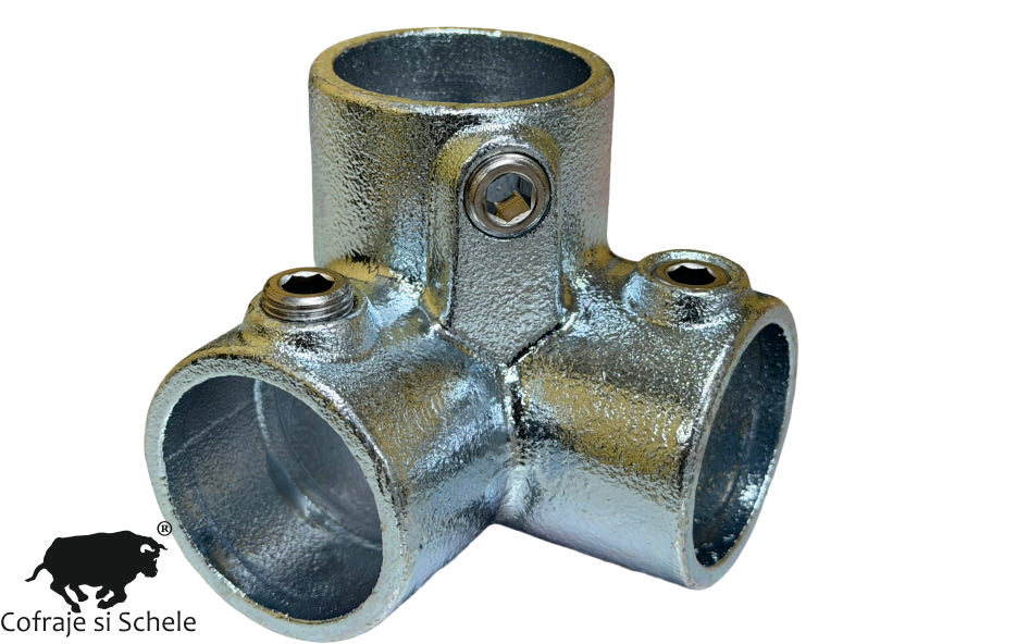 Cot conector cu 3 iesiri 90 grade teava 49mm